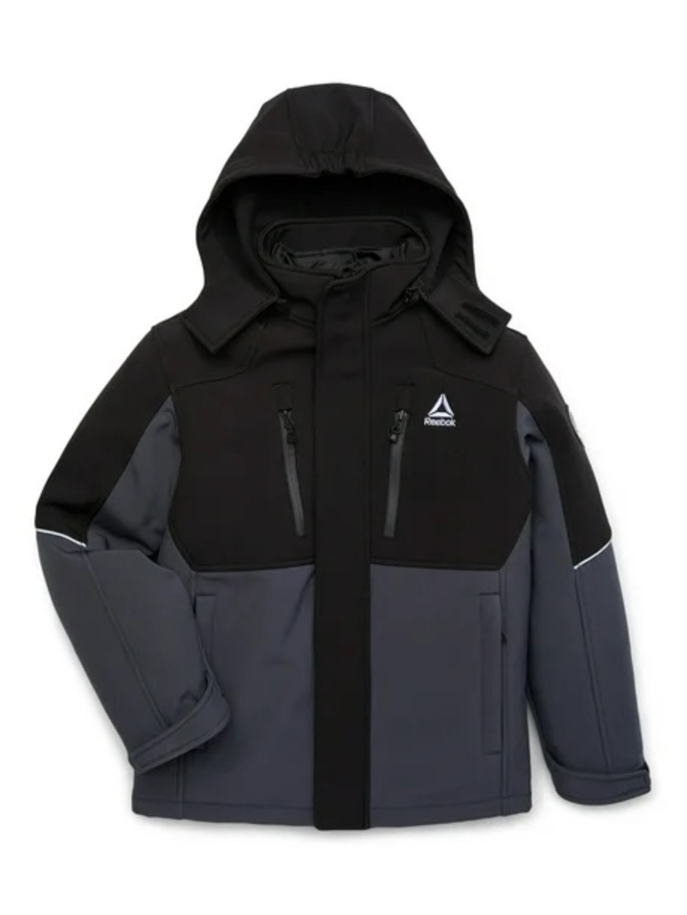 Reebok Kids Black and Gray Hooded Puffer 2in1 Jacket
